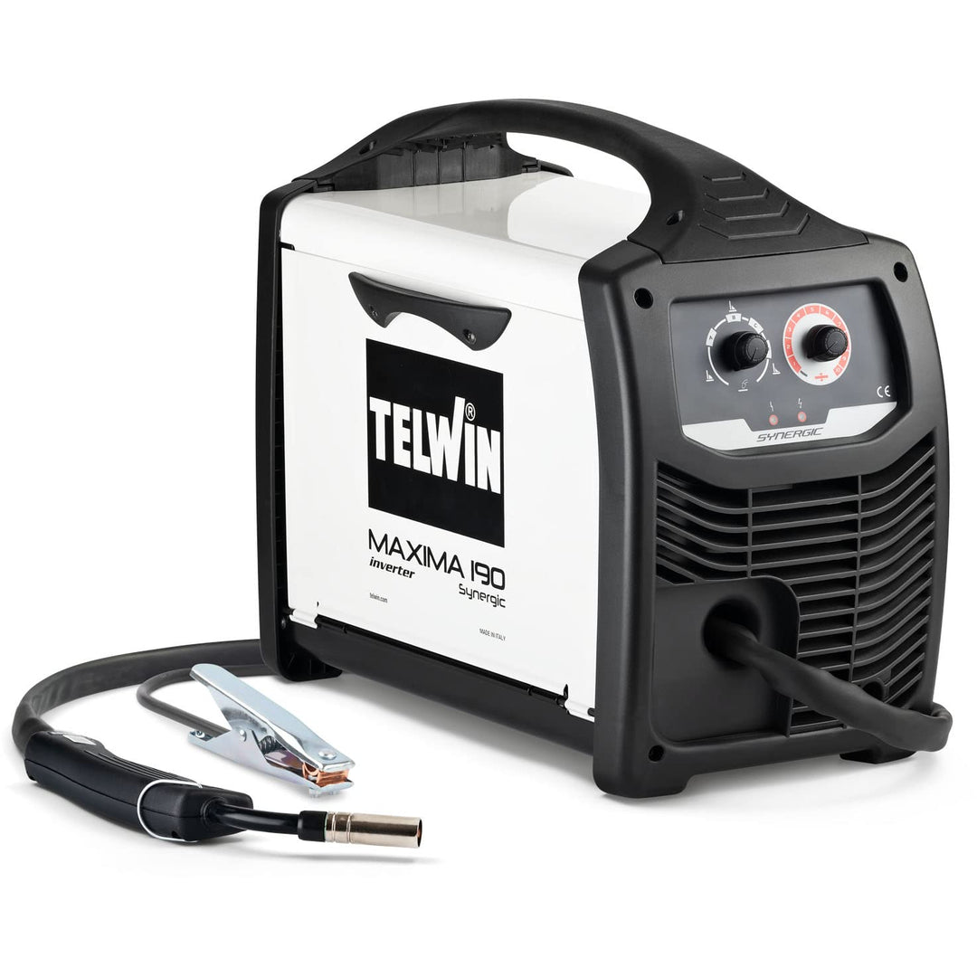 Telwin 816086 Maxima 190 Synergic Drahtschweissgerät MIG-MAG/FLUX/BRAZING mit Invertertechnik, 230 V