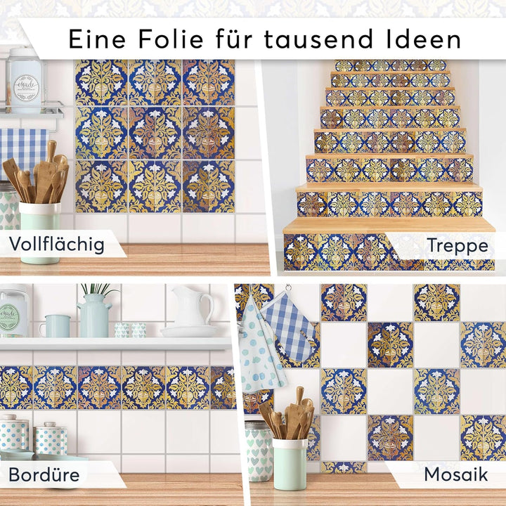 50 Stück Fliesenfolie für Bad und Küche 15x15 cm - Klebefliesen, Mosaikfliesen - Aufkleber Fliesen s