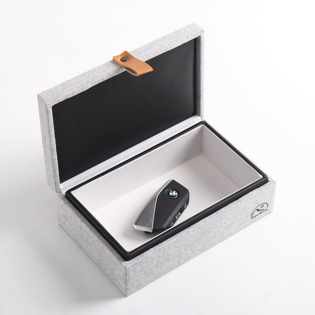 Keyless Go Schutz Autoschlüssel Box aus Leinenstoff, Faraday Box, RFID Anti-Diebstahl, Autoschlüssel