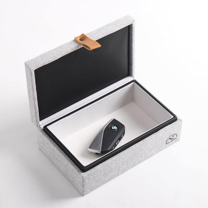 Keyless Go Schutz Autoschlüssel Box aus Leinenstoff, Faraday Box, RFID Anti-Diebstahl, Autoschlüssel