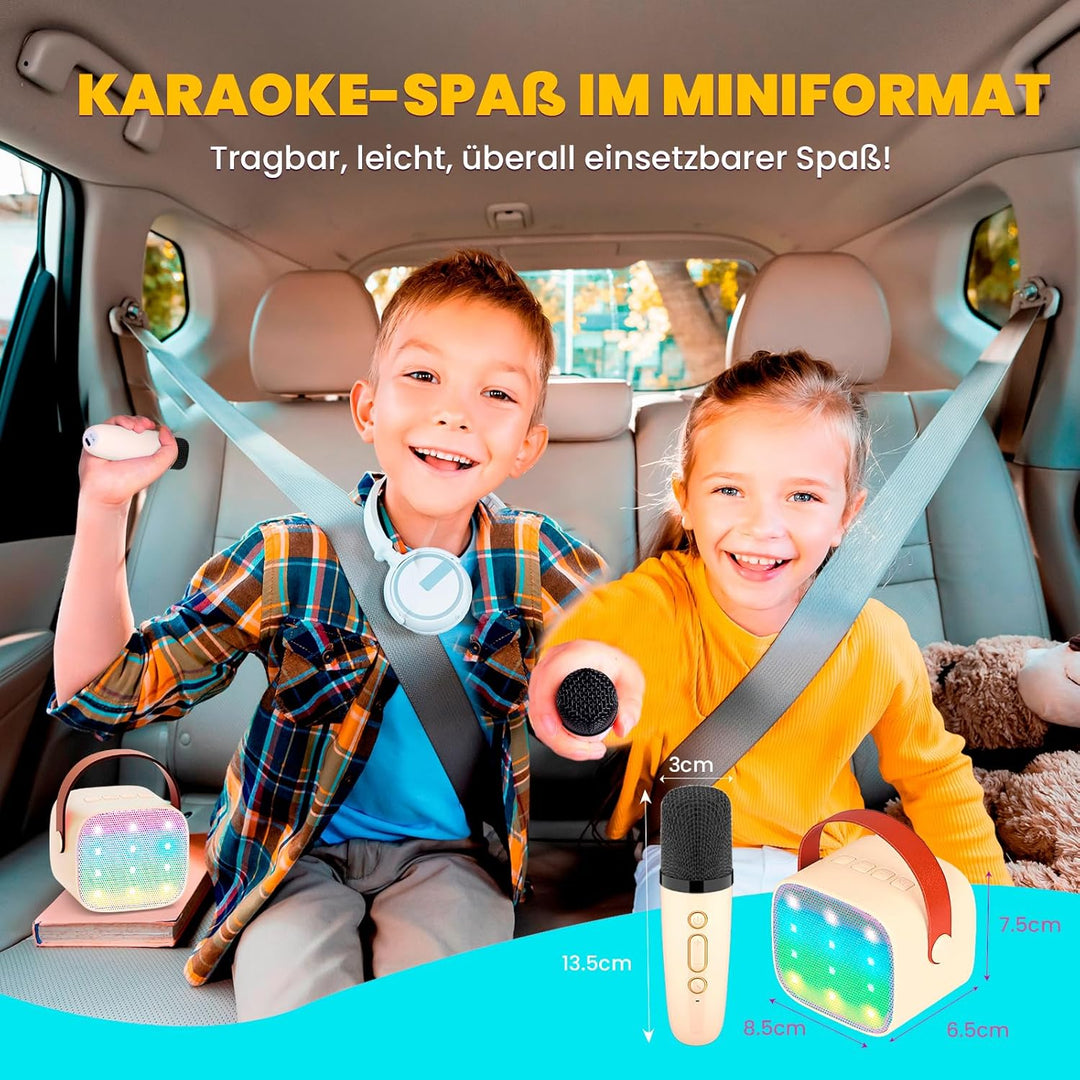 Karaoke Maschine mit 2 Drahtlosen Mikrofonen, Wowstar Tragbares Bluetooth Karaoke Maschine für Kinde