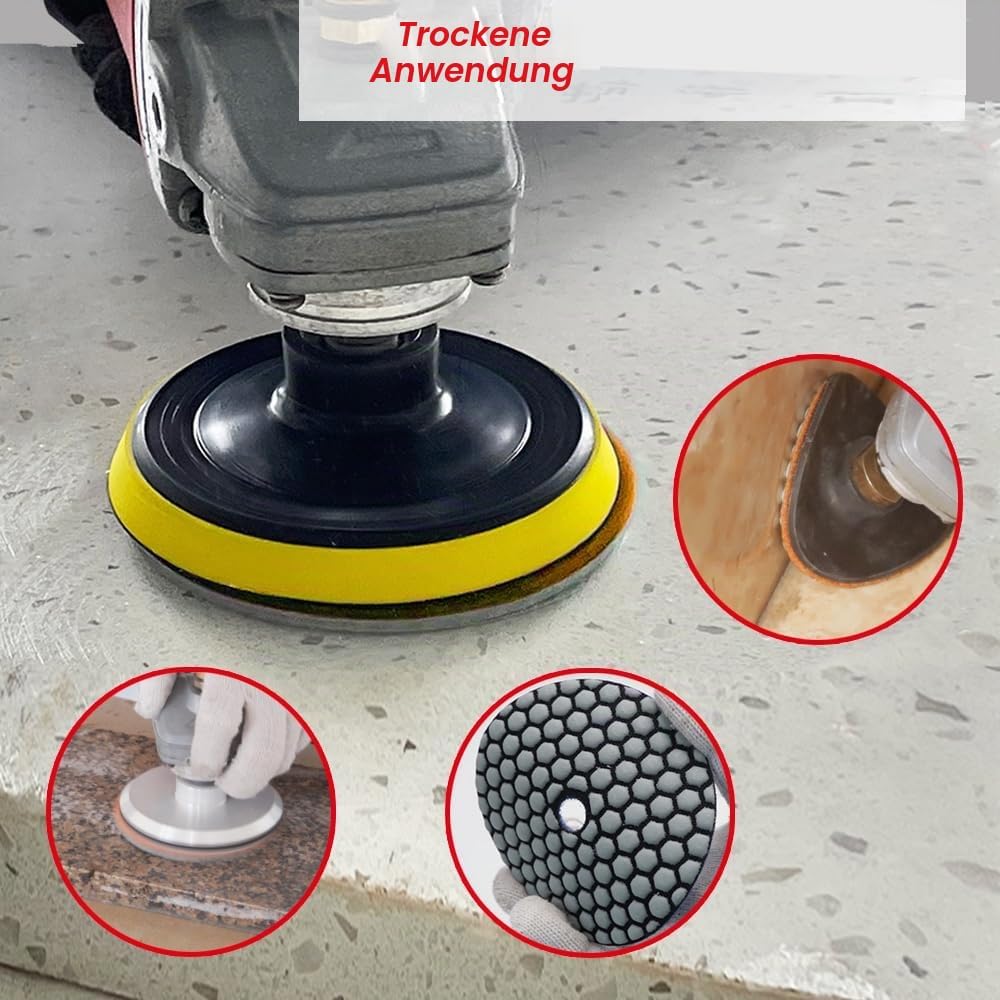 DT-DIATOOL Trockene Diamant Schleifpad 100mm 8 Stücke #100 für Granit Marmor Keramik Körnung 100, Kö