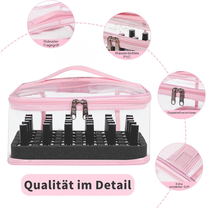 Nagellack Aufbewahrung für 30 Flaschen,Transparenter Nagellack Organizer & Kosmetikkoffer aus spritz
