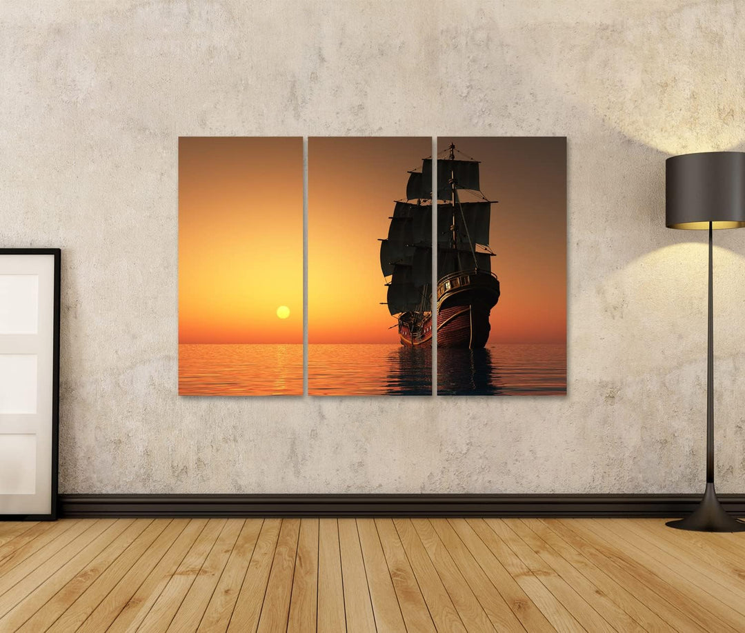 islandburner Bild auf Leinwand Segelboot Abendlandschaft Segelschiff Meer Wandbild Poster Kunstdruck