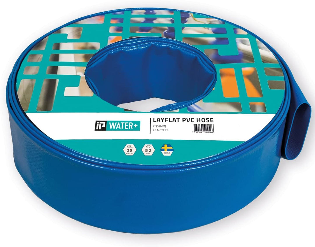 Flachschlauch | Ø 50 mm | 2 Zoll, 25 m | Bauschlauch &amp; Pumpenschlauch für Pumpe | Schlauch aus PVC,
