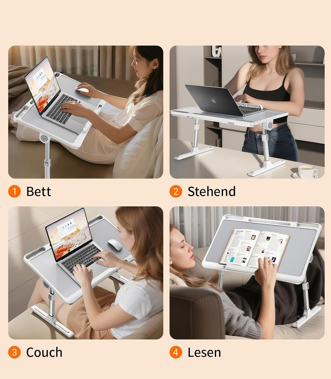 Laptoptisch Betttisch,Klappbar Laptop Tisch Höhenverstellbar Lapdesk für Bett Tabletttisch,Laptop St