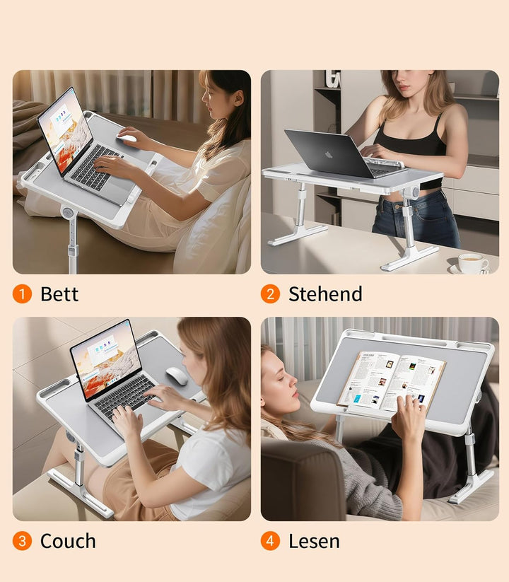 Laptoptisch Betttisch,Klappbar Laptop Tisch Höhenverstellbar Lapdesk für Bett Tabletttisch,Laptop St