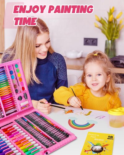 WEEKSUN 168 Stück Malset für Kinder, Deluxe Malkoffer mit Aluminiumbox, für Schloss-Thema, Zeichense