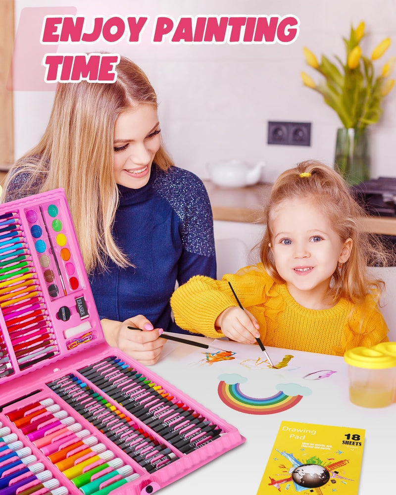 WEEKSUN 168 Stück Malset für Kinder, Deluxe Malkoffer mit Aluminiumbox, für Schloss-Thema, Zeichense