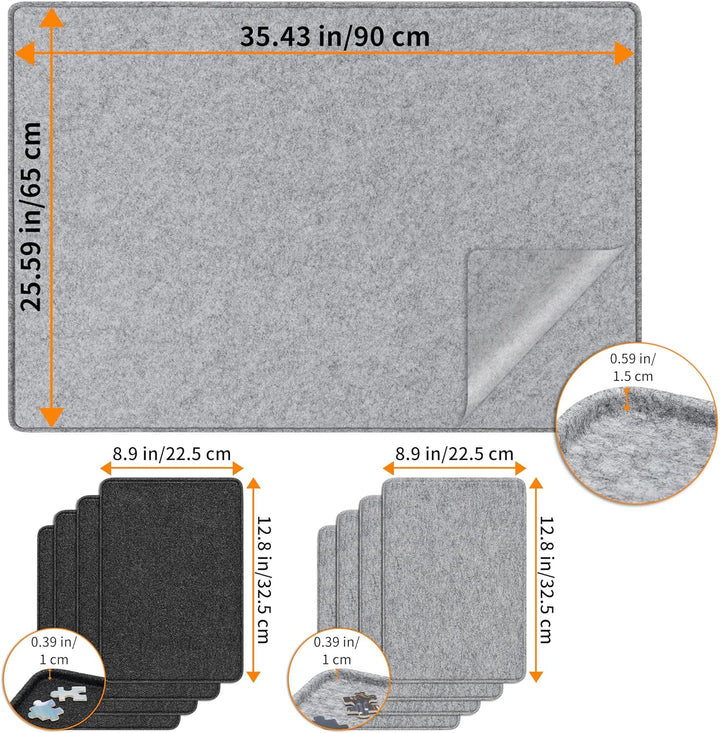 Lavievert Portable Design | Mit 8 Sortierschalen | Jigsaw Puzzle Board/Tischplatte mit Filzbezug/Mat
