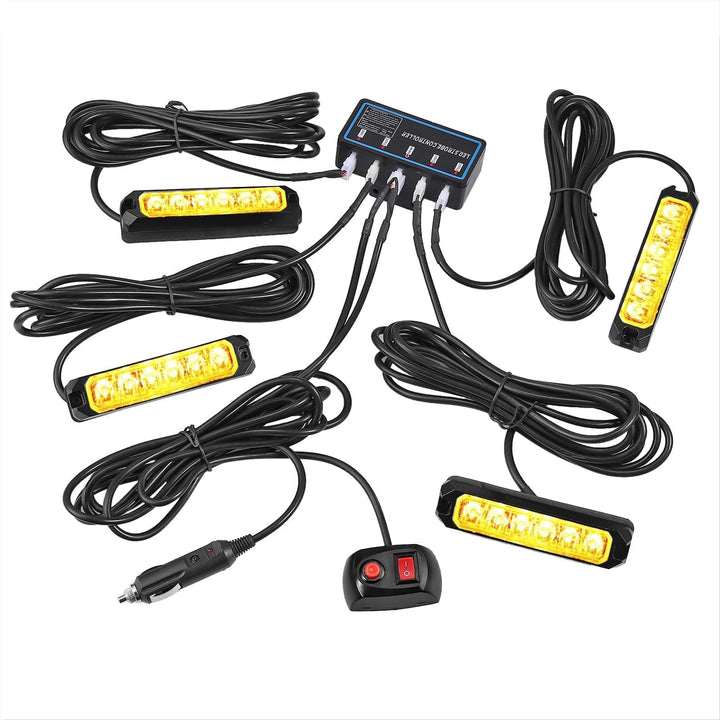 COLFULINE 4X 6 Led Frontblitzer Blitzer,12/24V Warnlicht Stroboskoplicht, 24W IP68 Blitzmodul Notfal