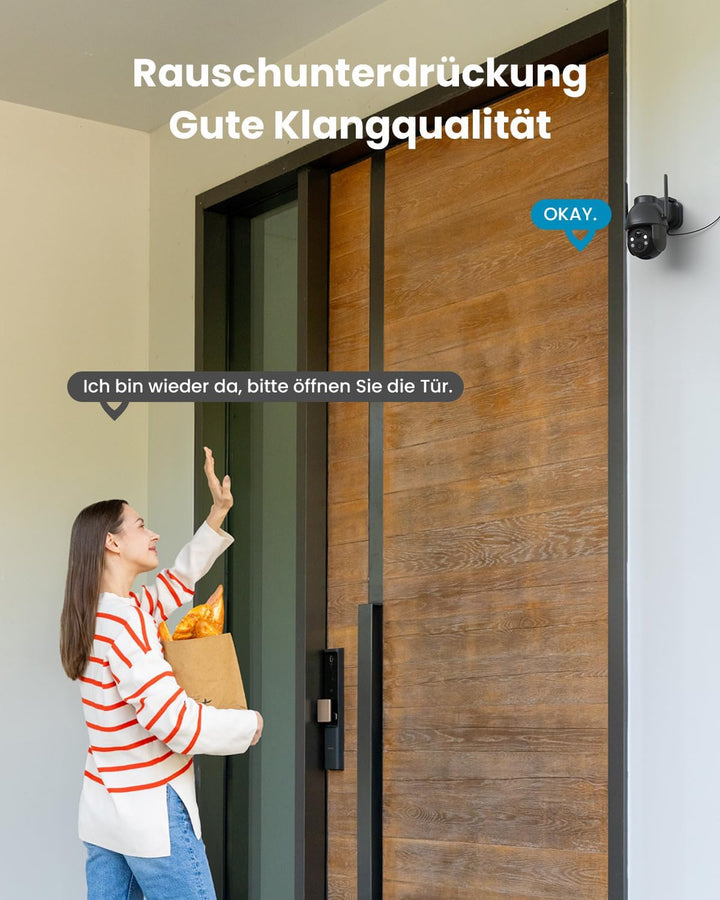 ieGeek 2K 3MP HD Überwachungskamera Aussen Solar, 360° PTZ Überwachungskamera Aussen Akku, 2.4GHz WL