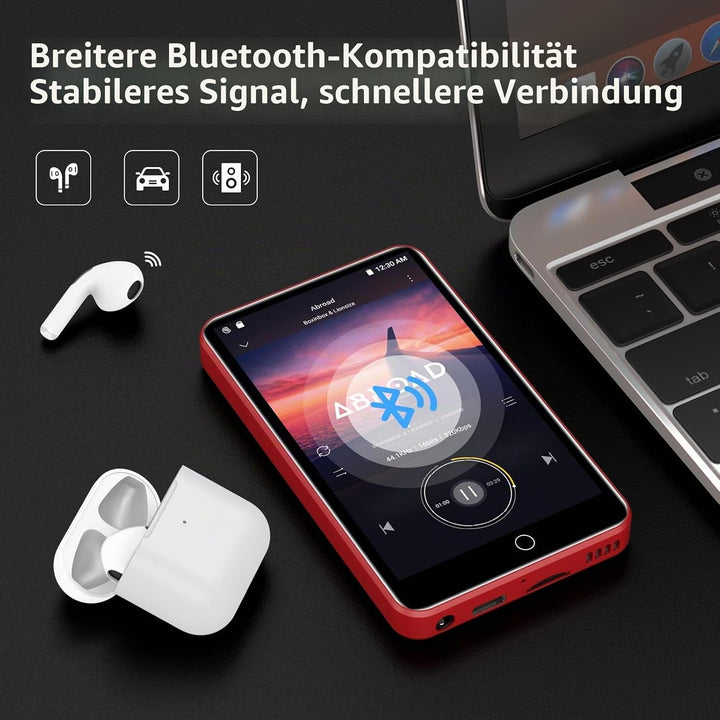 Playercase ZAQE 32GB MP3 Player mit Bluetooth und WiFi, Android 13 MP4 Player mit Spotify, Pandora,