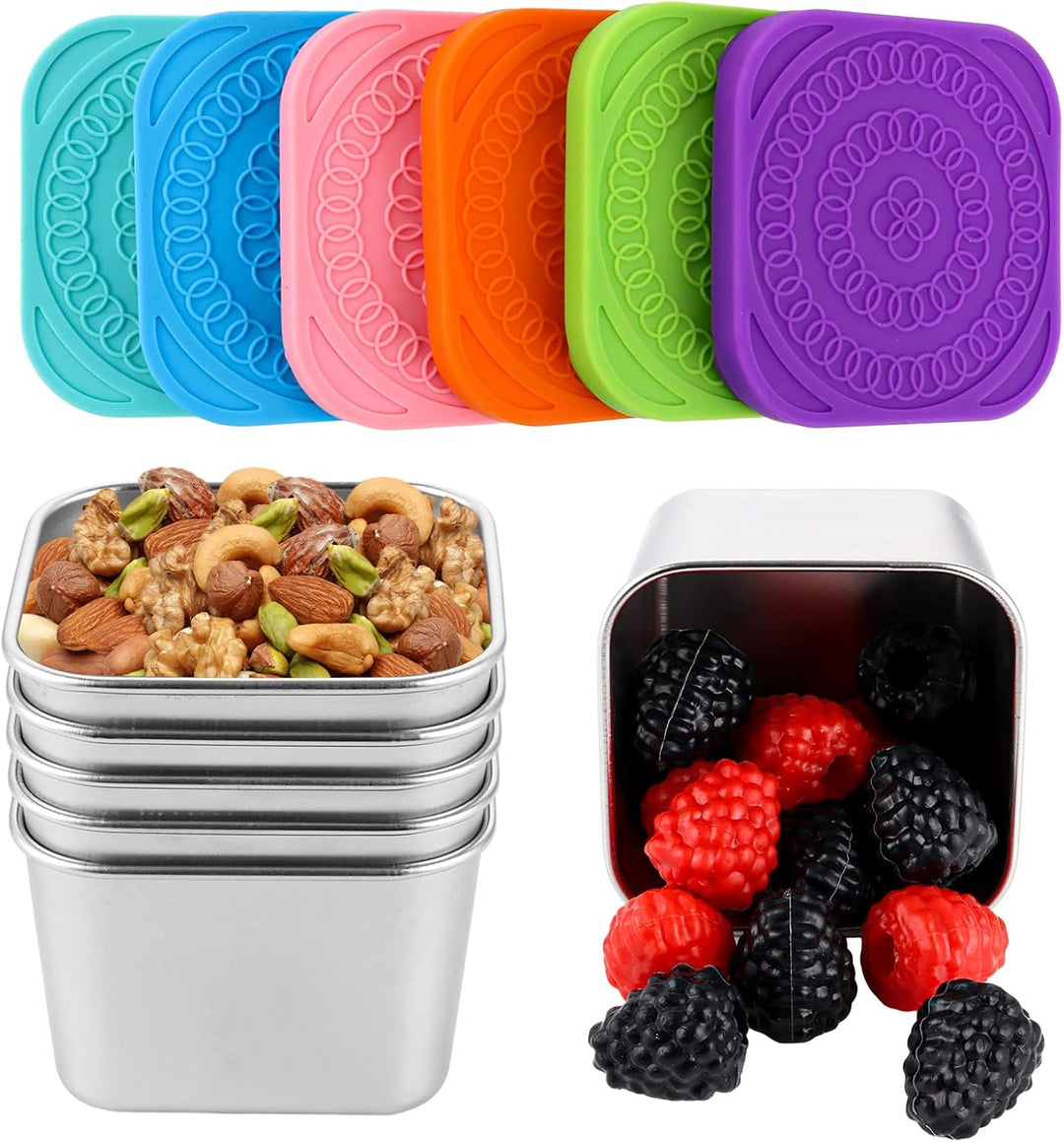 8 Stück Kleine Dosen mit Deckel, 180ml Sossen Behälter Edelstahl Behälter mit Deckel, Mini Dosen Sna
