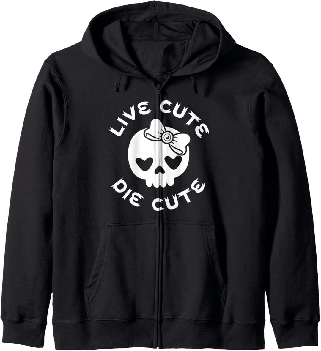 Live Cute Die Cute Skull With Bow And Heart Shape Kapuzenjacke