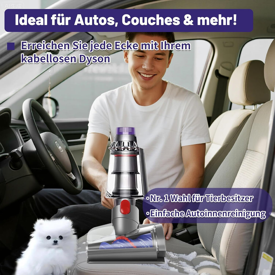 Upgrade Mini Elektrobürste für Dyson V7 V8 V10 V11 V15, Anti-Tangle Turbinendüse Aufsatz, Tierhaarbü