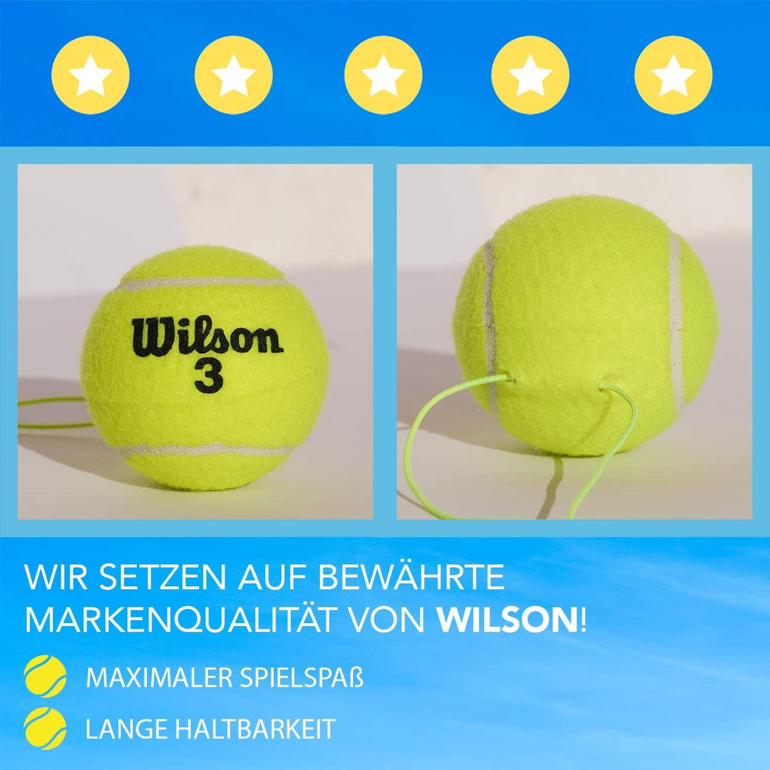 MOVEMATE® 2er Set Wilson Ball mit Schnur | Ersatzball | Tennis Padel Trainer, Tennis