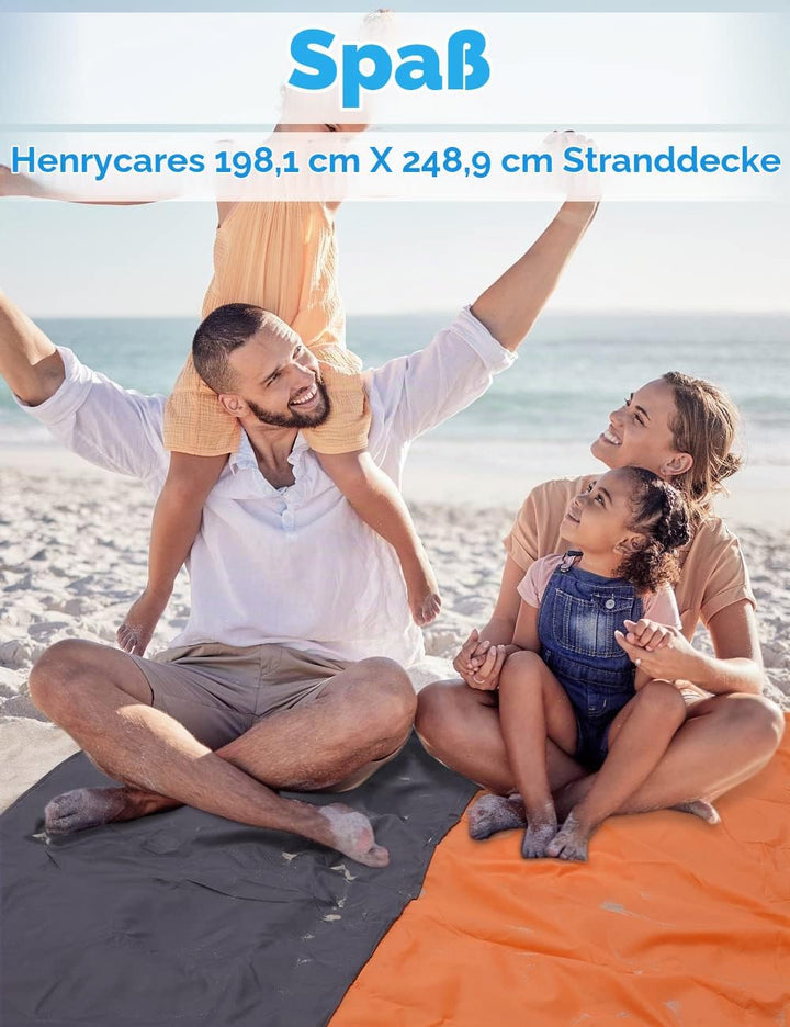 Stranddecke Super Gross 275cm x 300cm für Strandurlaub Reisen Camping, Leicht und Tragbar, Schnelltr