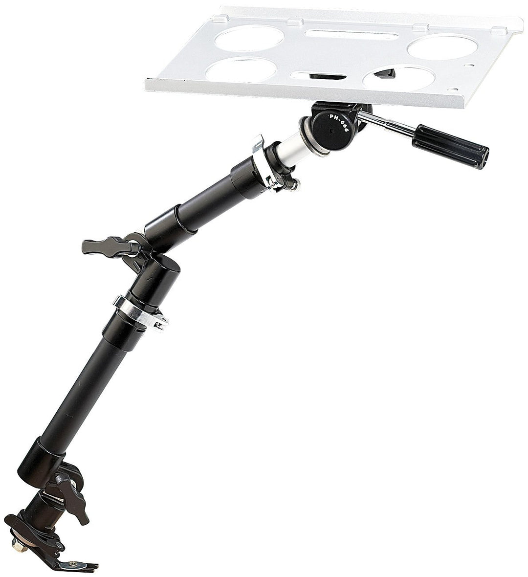 Lescars Laptophalter: Universal-Notebook-Kfz-Halterung mit Kamerastativ (Laptop Schwenkarm, Laptop H