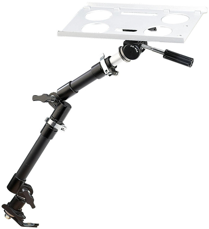 Lescars Laptophalter: Universal-Notebook-Kfz-Halterung mit Kamerastativ (Laptop Schwenkarm, Laptop H