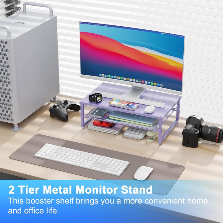 Schreibtisch-Organizer und Zubehör, 2-stufiger Monitorständer aus Metall, Monitor-Organizer für den