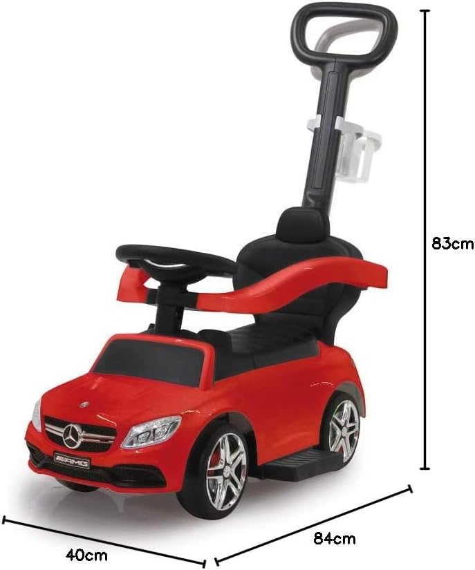 JAMARA 460446 - Rutscher Mercedes-AMG C 63 3in1 - Kippschutz, Kofferraum, Schub-und Haltestange mit