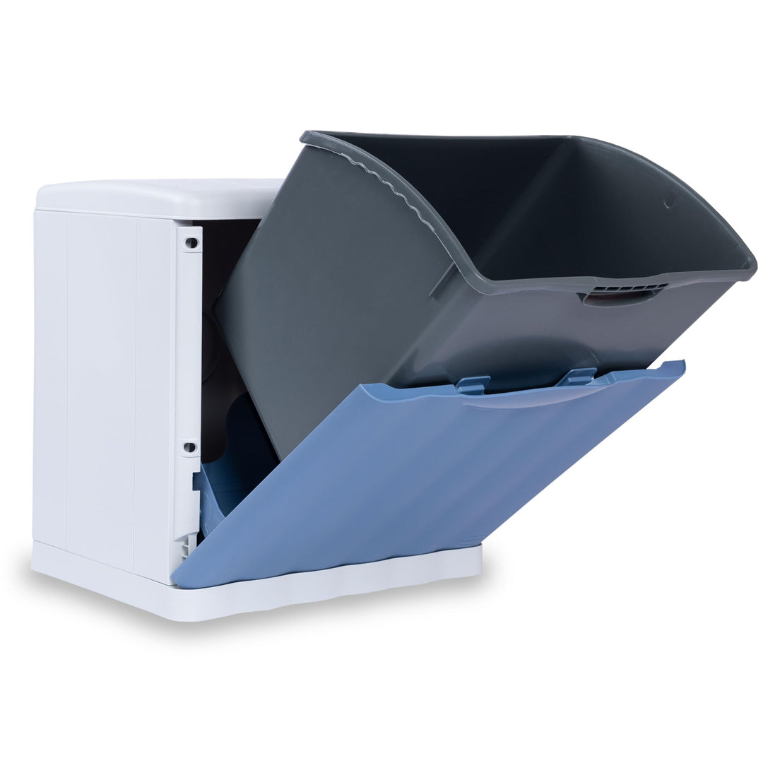 Hummelladen Mülleimer 20 Liter mit Kippfunktion Modulsystem Blau - 40x40x30cm - seperater Eimer - Mü