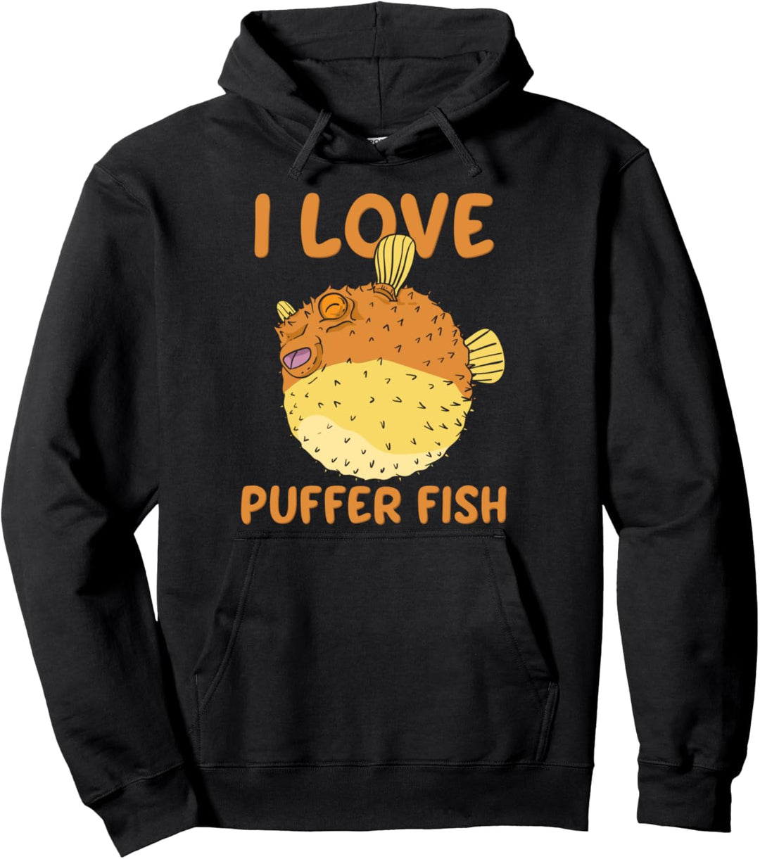 Pufferfish Pufferfisch Kugelfisch I Love Puffer Fish Pullover Hoodie