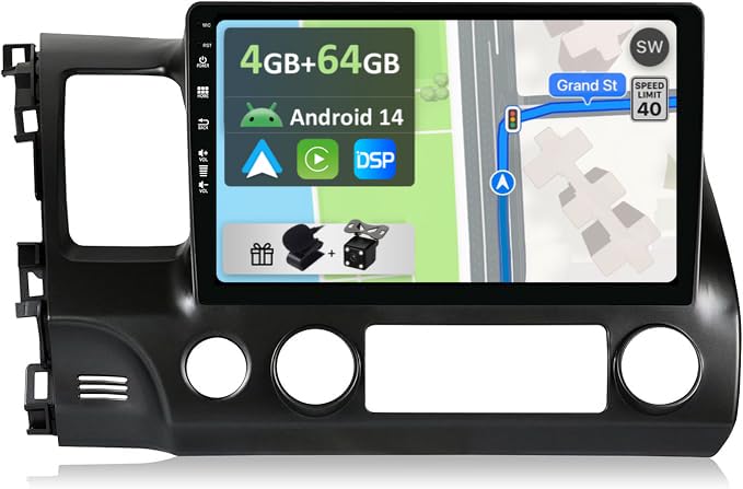 [4GB+64GB] Android 14 Autoradio für Honda Civic (2004-2011)-[Integriertes CarPlay/Android Auto/DSP/G