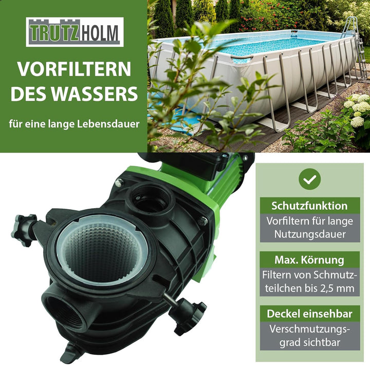 TRUTZHOLM Schwimmbadpumpe Poolpumpe Filterpumpe Umwälzpumpe Pumpe 550W 10.000 l/h oder 800W 15.000 l