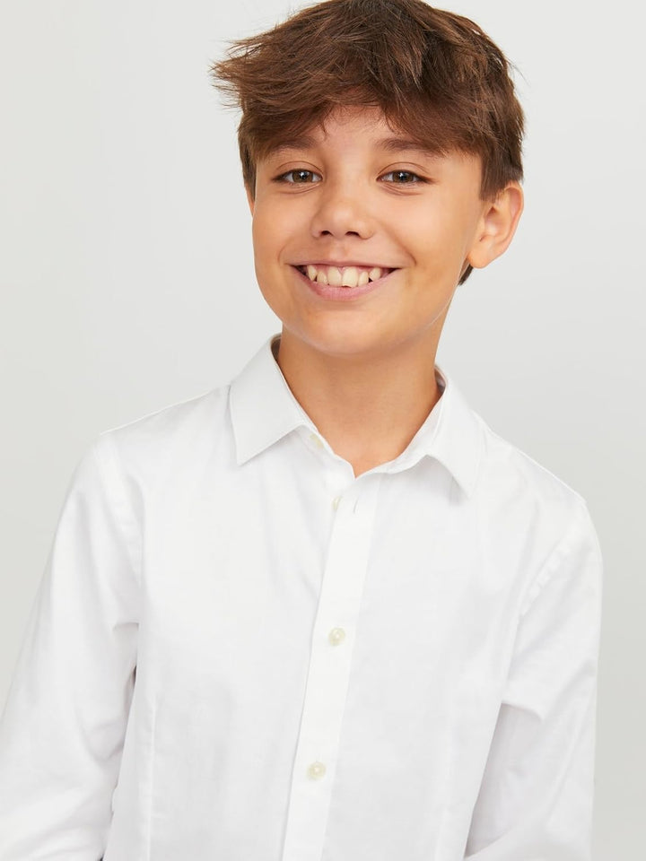 JACK & JONES Jungen Jprparma Shirt L/S Jr STS Hemd 128 Weiss, 128 Weiss