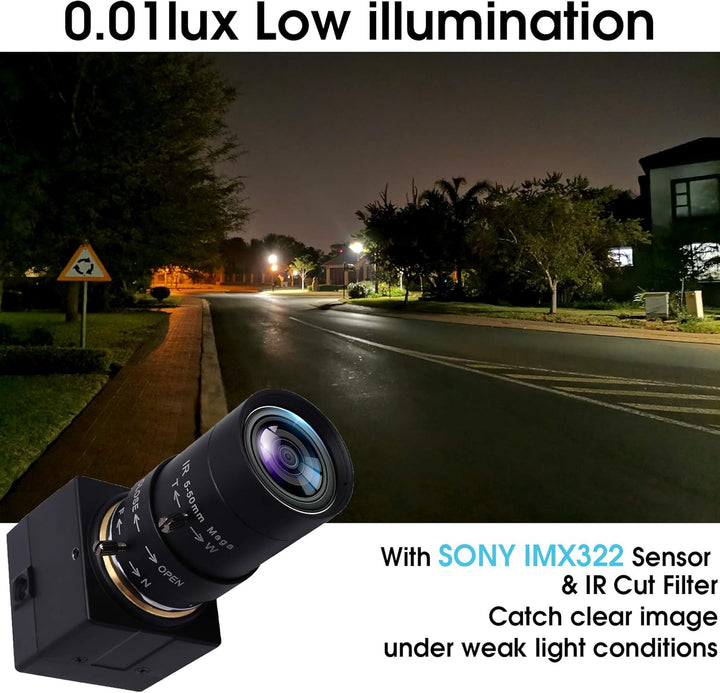 Svpro Mini USB Webcam 1080P FHD 0.01lux Low Illumination Kamera mit 5-50mm Optischem Zoomobjektiv US