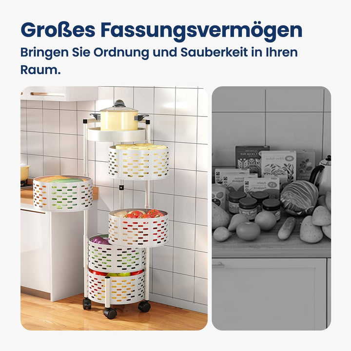 Heikoeco® Servierwagen, Küchenwagen, drehbarer Servierwagen mit Rollen aus extra Dicker Stahl, platz