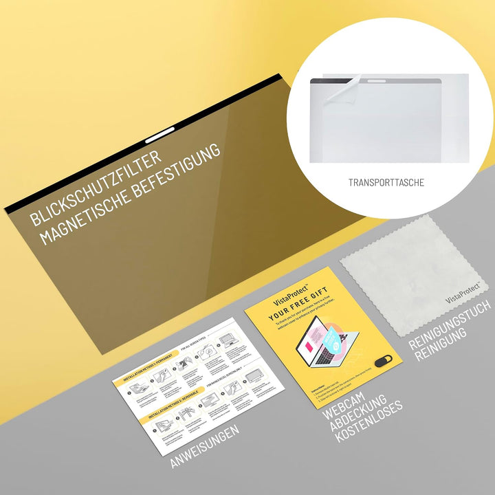 VistaProtect – Premium Blickschutzfilter &amp; Anti-Blaulicht-Filter. Magnetisch Displayschutzfolie für