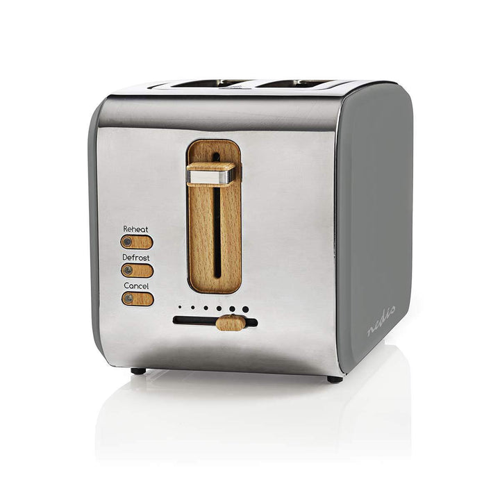 Nedis Soft Touch Toaster für 2 Scheiben Toast, Bagels oder Muffins – Mit 6 Bräunungsstufen, Aufwärm-