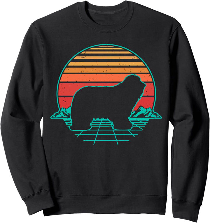 Bearded Collie Hund Welpe Retro Vintage Sunset Geschenk Sweatshirt