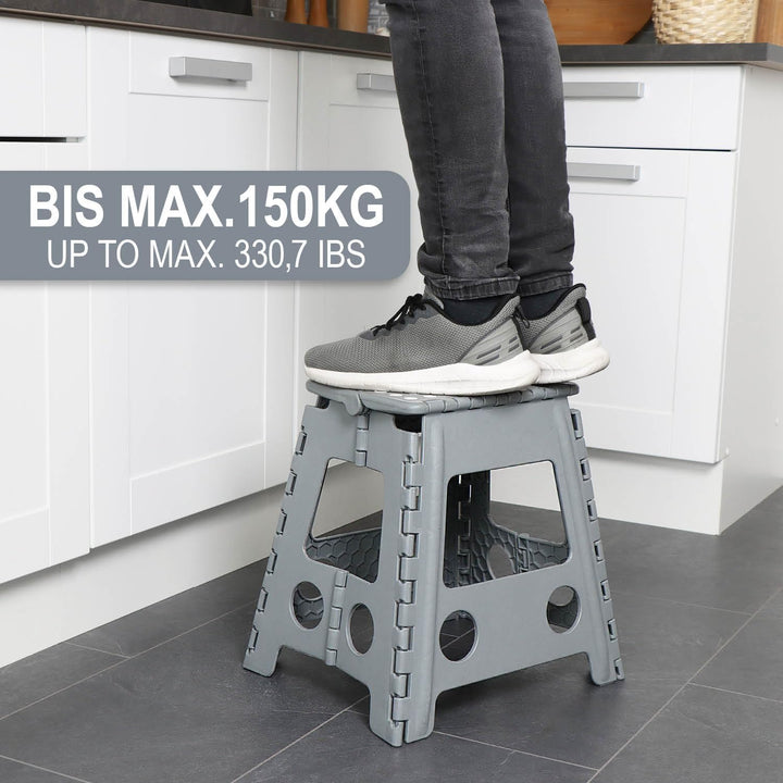com-four® Klapptritt mit Gumminoppen XXL - Faltbarer Tritthocker - tragbare Aufstiegshilfe für Haush