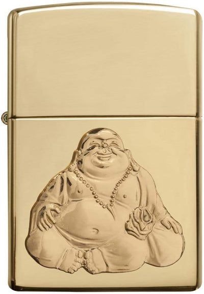 Zippo - PL 254B Laughing Buddha Emblem, High Polish Brass - Sturmfeuerzeug, befüllbar, in hochwertig