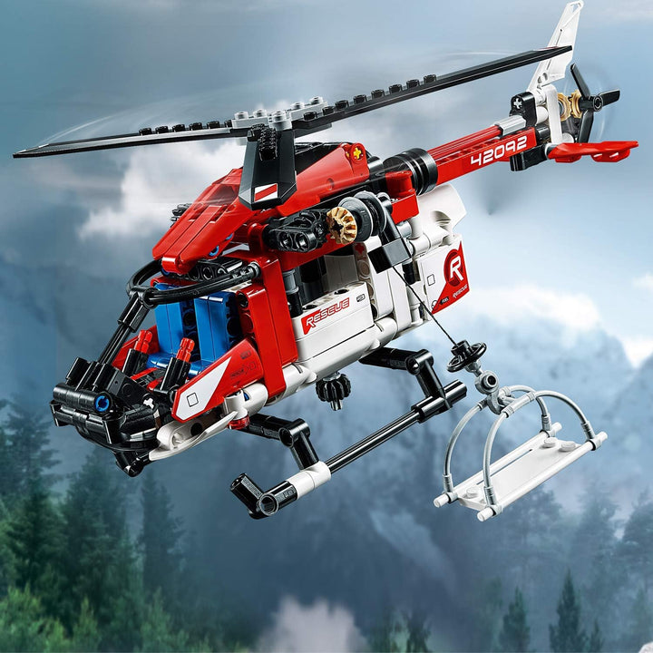 Lego 42092 Technic Rettungshubschrauber Bauset, 2-in-1 Flugzeug Spielzeug für Jungen und Mädchen ab