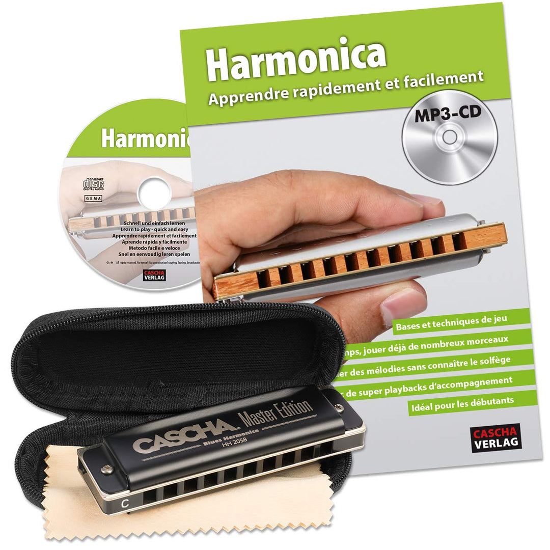 CASCHA Mundharmonika Lern-Set inklusive hochwertiger Harmonika in C-Dur diatonisch, Französischer Ei