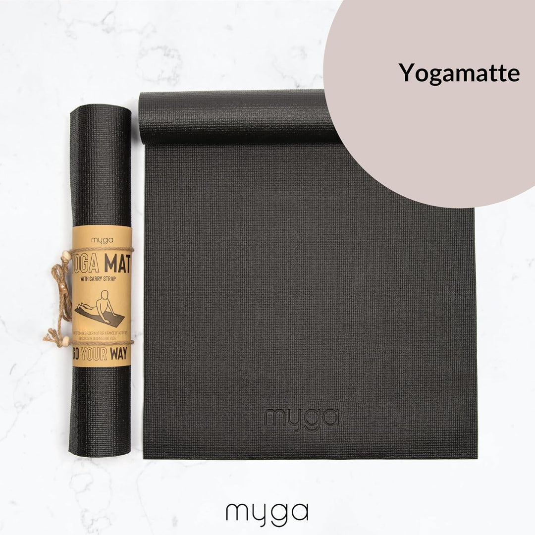 Myga Yoga-Starter-Set – Yogamatte, 2 Yoga-Blöcke und Yogagurt – Starter-Set mit Matte, 2 Steinen & M
