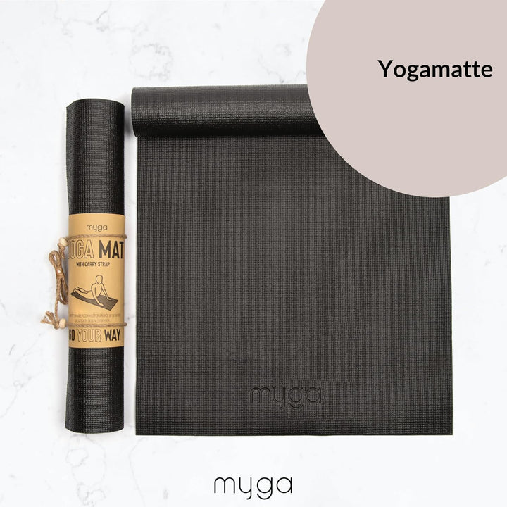 Myga Yoga-Starter-Set – Yogamatte, 2 Yoga-Blöcke und Yogagurt – Starter-Set mit Matte, 2 Steinen & M