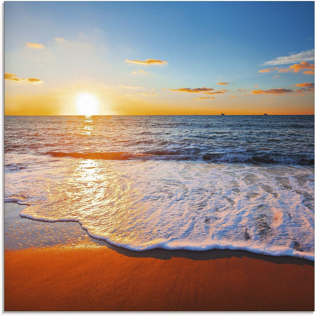 ARTland Glasbilder Wandbild Glas Bild einteilig 40x40 cm Quadratisch Strand Meer Sonne Karibik Natur