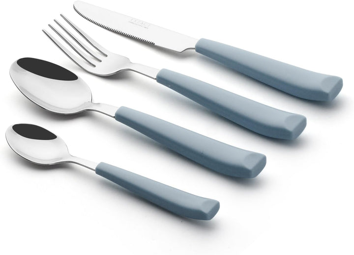 EXZACT 16 PCS Besteck Set/Edelstahl-Besteck - Edelstahl mit Kunststoff-Handgriffen - Bequem zu halte