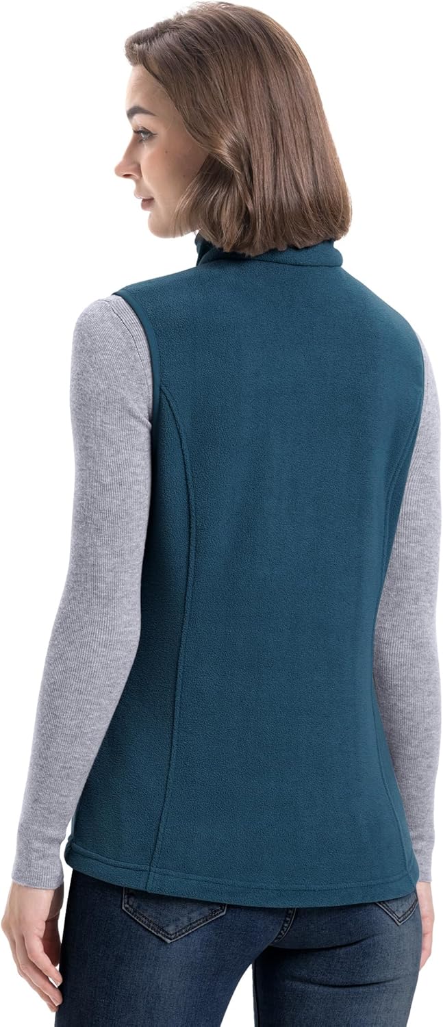 33,000ft Damen Fleece Weste Jacke Standkragen Ultraleicht Outdoor Westen Tops mit Taschen Reissversc