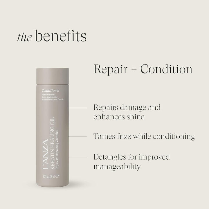 L'ANZA Keratin Heilöl Glänzender Conditioner für Geschädigtes Haar (250 ml), Nährt, Repariert, Glanz