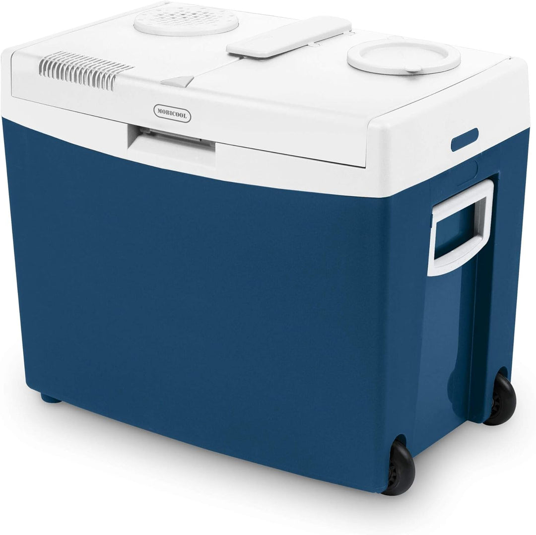 MOBICOOL MT35W Kühlbox mit Rollen und Griff, thermo-elektrisch, Batterieschutz, 33 Liter, 12 V und 2
