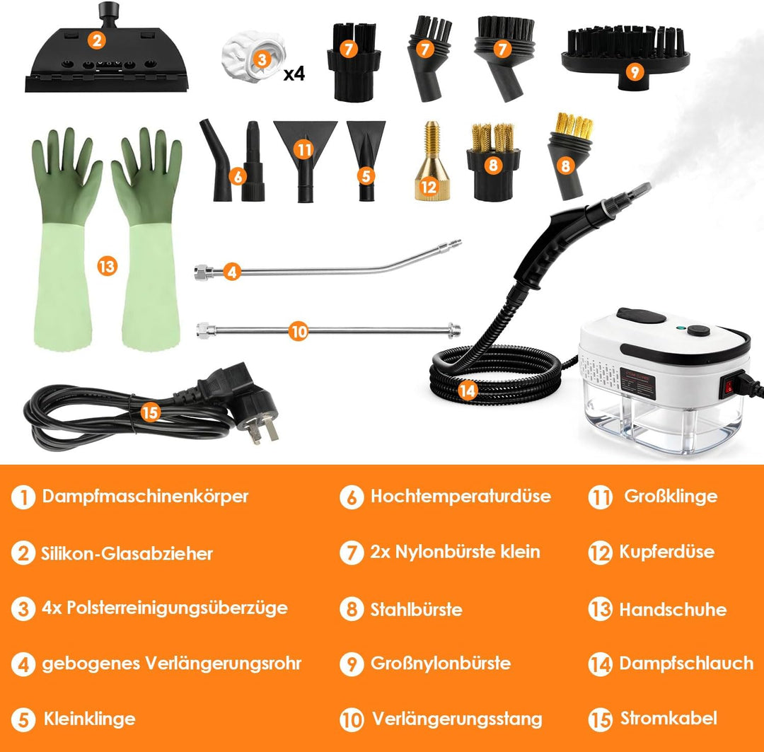 Dampfreiniger Handgerät 1400ml, 6 Stufen Dampfsteuerung Für Haushalt