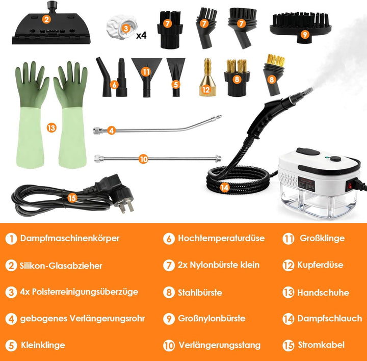 Dampfreiniger Handgerät 1400ml, 6 Stufen Dampfsteuerung Für Haushalt