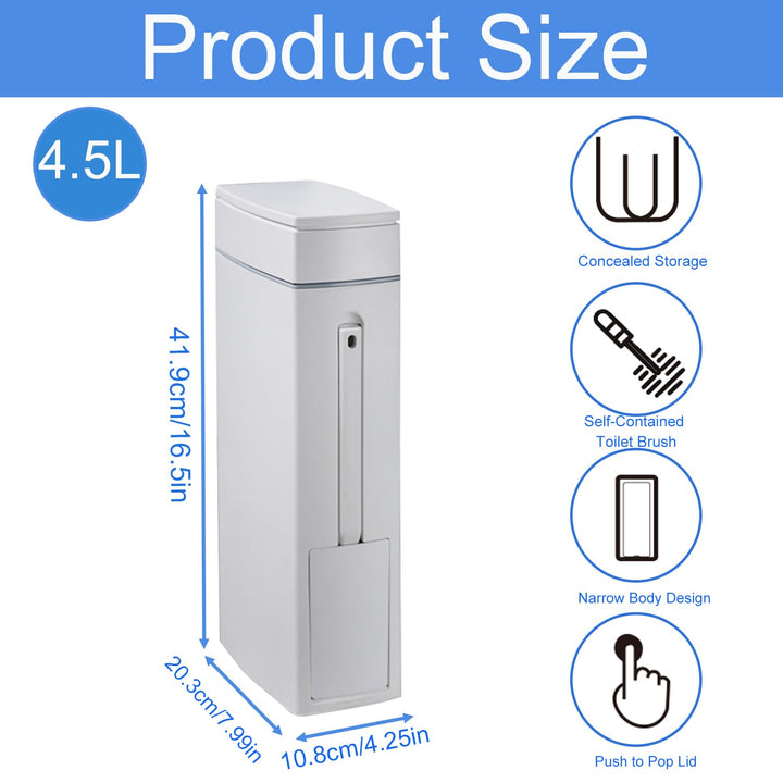 4.5L Mülleimer Bad Mit Deckel - Pop-Up Plastikmüll Mit Toilettenbürste - Geruchsdicht für Badezimmer